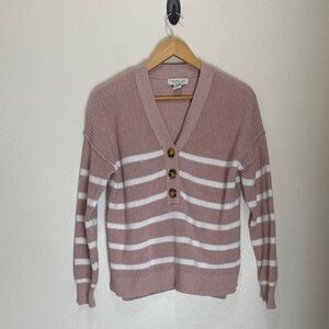 Rachel Zoe Mauve and White Striped Cardigan, Size S